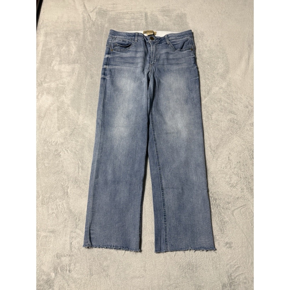 Democracy Jeans Women's 10 Straight Blue Ab Technology Denim Fray Hem 31x27